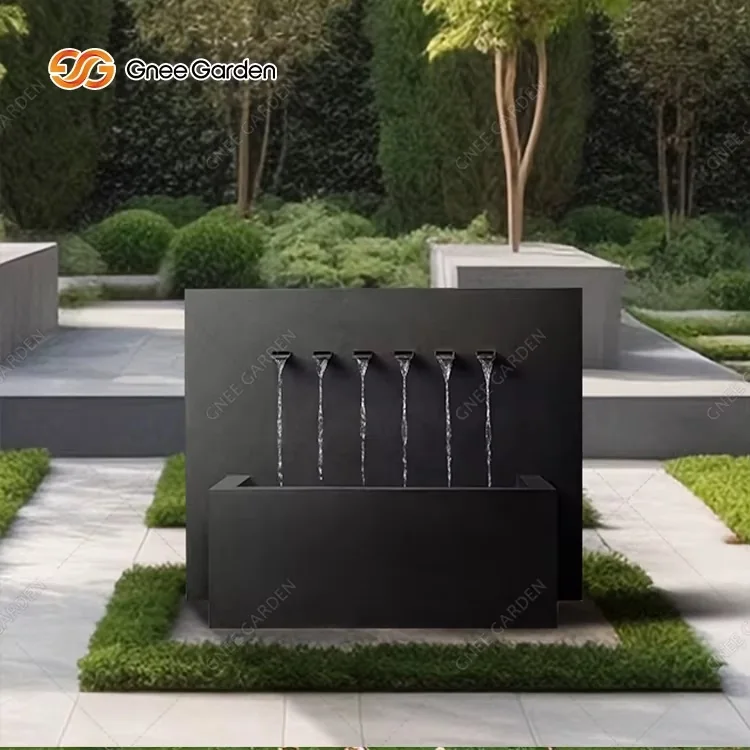 Modern black waterfall feature
